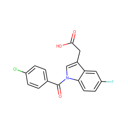 O=C(O)Cc1cn(C(=O)c2ccc(Cl)cc2)c2ccc(F)cc12 ZINC000095584942