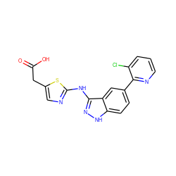 O=C(O)Cc1cnc(Nc2n[nH]c3ccc(-c4ncccc4Cl)cc23)s1 ZINC000165900154