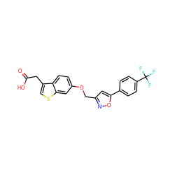 O=C(O)Cc1csc2cc(OCc3cc(-c4ccc(C(F)(F)F)cc4)on3)ccc12 ZINC000028822697