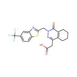 O=C(O)Cc1nn(Cc2nc3cc(C(F)(F)F)ccc3s2)c(=O)c2c1CCCC2 ZINC000003783046