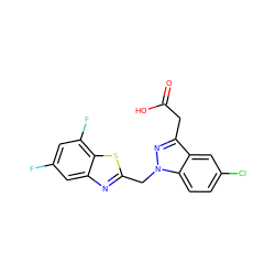 O=C(O)Cc1nn(Cc2nc3cc(F)cc(F)c3s2)c2ccc(Cl)cc12 ZINC000013650637