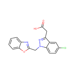 O=C(O)Cc1nn(Cc2nc3ccccc3o2)c2ccc(Cl)cc12 ZINC000013650638