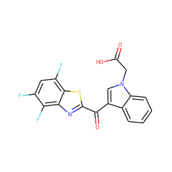 O=C(O)Cn1cc(C(=O)c2nc3c(F)c(F)cc(F)c3s2)c2ccccc21 ZINC000011536163