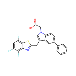 O=C(O)Cn1cc(Cc2nc3c(F)c(F)cc(F)c3s2)c2cc(-c3ccccc3)ccc21 ZINC000011536154