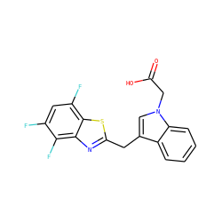 O=C(O)Cn1cc(Cc2nc3c(F)c(F)cc(F)c3s2)c2ccccc21 ZINC000000538652