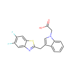 O=C(O)Cn1cc(Cc2nc3cc(F)c(F)cc3s2)c2ccccc21 ZINC000011536234