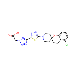 O=C(O)Cn1nnc(-c2nnc(N3CCC4(CCc5c(Cl)cccc5O4)CC3)s2)n1 ZINC000143368111