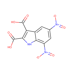 O=C(O)c1[nH]c2c([N+](=O)[O-])cc([N+](=O)[O-])cc2c1C(=O)O ZINC000036385355