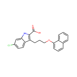 O=C(O)c1[nH]c2cc(Cl)ccc2c1CCCOc1cccc2ccccc12 ZINC000095597457