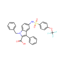 O=C(O)c1c(-c2ccccc2)c2cc(NS(=O)(=O)c3ccc(OC(F)(F)F)cc3)ccc2n1Cc1ccccc1 ZINC000014209712