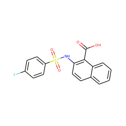 O=C(O)c1c(NS(=O)(=O)c2ccc(F)cc2)ccc2ccccc12 ZINC000014965026