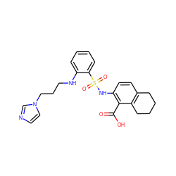 O=C(O)c1c(NS(=O)(=O)c2ccccc2NCCCn2ccnc2)ccc2c1CCCC2 ZINC000014964544