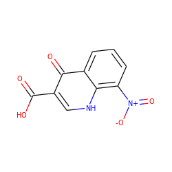 O=C(O)c1c[nH]c2c([N+](=O)[O-])cccc2c1=O ZINC000005545970