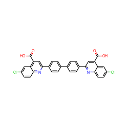 O=C(O)c1cc(-c2ccc(-c3ccc(-c4cc(C(=O)O)c5cc(Cl)ccc5n4)cc3)cc2)nc2ccc(Cl)cc12 ZINC000001746217