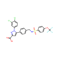 O=C(O)c1cc(-c2ccc(CNS(=O)(=O)c3ccc(OC(F)(F)F)cc3)cc2)n(-c2ccc(Cl)c(Cl)c2)n1 ZINC000299855918