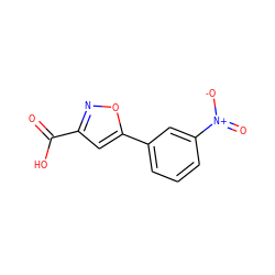 O=C(O)c1cc(-c2cccc([N+](=O)[O-])c2)on1 ZINC000013776362