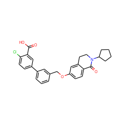 O=C(O)c1cc(-c2cccc(COc3ccc4c(c3)CCN(C3CCCC3)C4=O)c2)ccc1Cl ZINC000066101285