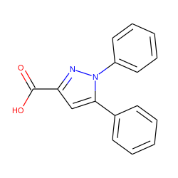 O=C(O)c1cc(-c2ccccc2)n(-c2ccccc2)n1 ZINC000000434231