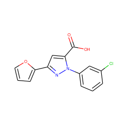 O=C(O)c1cc(-c2ccco2)nn1-c1cccc(Cl)c1 ZINC000000324091