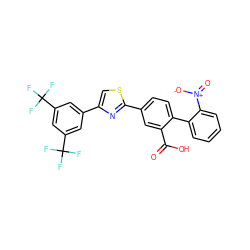 O=C(O)c1cc(-c2nc(-c3cc(C(F)(F)F)cc(C(F)(F)F)c3)cs2)ccc1-c1ccccc1[N+](=O)[O-] ZINC000219596225