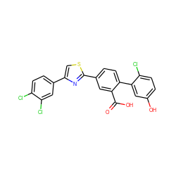 O=C(O)c1cc(-c2nc(-c3ccc(Cl)c(Cl)c3)cs2)ccc1-c1cc(O)ccc1Cl ZINC000219596911