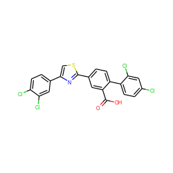 O=C(O)c1cc(-c2nc(-c3ccc(Cl)c(Cl)c3)cs2)ccc1-c1ccc(Cl)cc1Cl ZINC000219600817