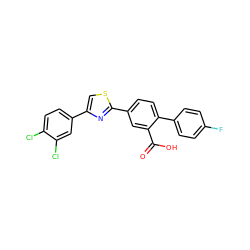 O=C(O)c1cc(-c2nc(-c3ccc(Cl)c(Cl)c3)cs2)ccc1-c1ccc(F)cc1 ZINC000219599090