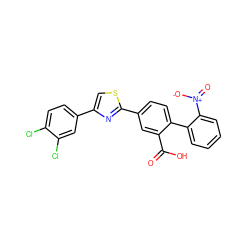 O=C(O)c1cc(-c2nc(-c3ccc(Cl)c(Cl)c3)cs2)ccc1-c1ccccc1[N+](=O)[O-] ZINC000206471309