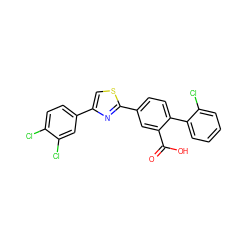 O=C(O)c1cc(-c2nc(-c3ccc(Cl)c(Cl)c3)cs2)ccc1-c1ccccc1Cl ZINC000219601137