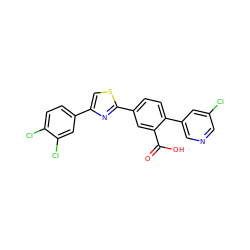 O=C(O)c1cc(-c2nc(-c3ccc(Cl)c(Cl)c3)cs2)ccc1-c1cncc(Cl)c1 ZINC000219597219