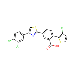 O=C(O)c1cc(-c2nc(-c3ccc(Cl)c(Cl)c3)cs2)ccc1-c1sccc1Cl ZINC000219600444