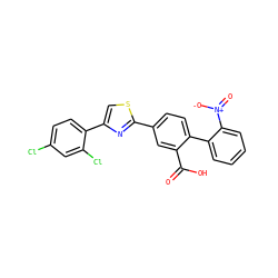 O=C(O)c1cc(-c2nc(-c3ccc(Cl)cc3Cl)cs2)ccc1-c1ccccc1[N+](=O)[O-] ZINC000205017568