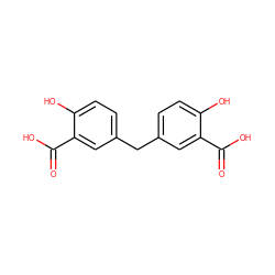 O=C(O)c1cc(Cc2ccc(O)c(C(=O)O)c2)ccc1O ZINC000003589671