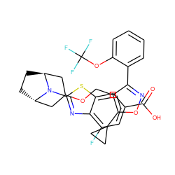 O=C(O)c1cc(F)c2nc(N3[C@H]4CC[C@H]3CC(OCc3c(-c5ccccc5OC(F)(F)F)noc3C3CC3)C4)sc2c1 ZINC000202831985