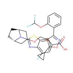 O=C(O)c1cc(F)c2nc(N3[C@H]4CC[C@H]3CC(OCc3c(-c5ccccc5OC(F)F)noc3C3CC3)C4)sc2c1 ZINC000203726725