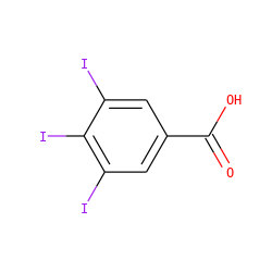 O=C(O)c1cc(I)c(I)c(I)c1 ZINC000003860801