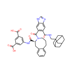 O=C(O)c1cc(NC(=O)[C@@H]2Cc3ccccc3CCCN2C(=O)c2cc3[nH]cnc3cc2C(=O)NCC23CC4CC(CC(C4)C2)C3)cc(C(=O)O)c1 ZINC000028756106