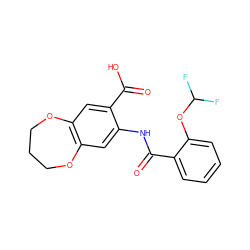 O=C(O)c1cc2c(cc1NC(=O)c1ccccc1OC(F)F)OCCCO2 ZINC000006936031