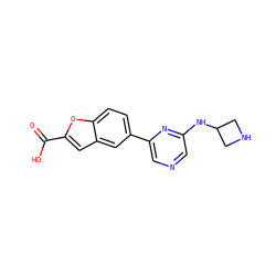 O=C(O)c1cc2cc(-c3cncc(NC4CNC4)n3)ccc2o1 ZINC000071294496