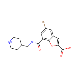 O=C(O)c1cc2cc(Br)cc(C(=O)NCC3CCNCC3)c2o1 ZINC000071294501