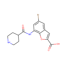 O=C(O)c1cc2cc(Br)cc(NC(=O)C3CCNCC3)c2o1 ZINC000071294199