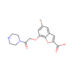 O=C(O)c1cc2cc(Br)cc(OCC(=O)N3CCNCC3)c2o1 ZINC000071295395