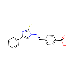 O=C(O)c1ccc(/C=N/n2cc(-c3ccccc3)nc2S)cc1 ZINC000003332781