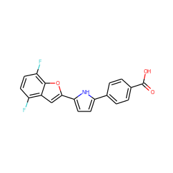 O=C(O)c1ccc(-c2ccc(-c3cc4c(F)ccc(F)c4o3)[nH]2)cc1 ZINC000013809530