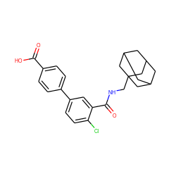 O=C(O)c1ccc(-c2ccc(Cl)c(C(=O)NCC34CC5CC(CC(C5)C3)C4)c2)cc1 ZINC000038253775