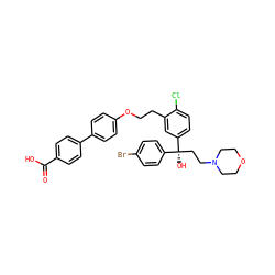 O=C(O)c1ccc(-c2ccc(OCCc3cc([C@@](O)(CCN4CCOCC4)c4ccc(Br)cc4)ccc3Cl)cc2)cc1 ZINC000072147669