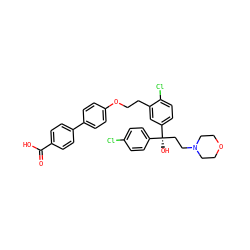 O=C(O)c1ccc(-c2ccc(OCCc3cc([C@@](O)(CCN4CCOCC4)c4ccc(Cl)cc4)ccc3Cl)cc2)cc1 ZINC000064513152