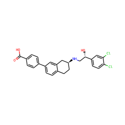 O=C(O)c1ccc(-c2ccc3c(c2)C[C@@H](NC[C@H](O)c2ccc(Cl)c(Cl)c2)CC3)cc1 ZINC000040380707