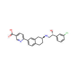 O=C(O)c1ccc(-c2ccc3c(c2)C[C@@H](NC[C@H](O)c2cccc(Cl)c2)CC3)nc1 ZINC000040974436