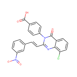 O=C(O)c1ccc(-n2c(/C=C/c3cccc([N+](=O)[O-])c3)nc3c(Cl)cccc3c2=O)cc1 ZINC000058575864